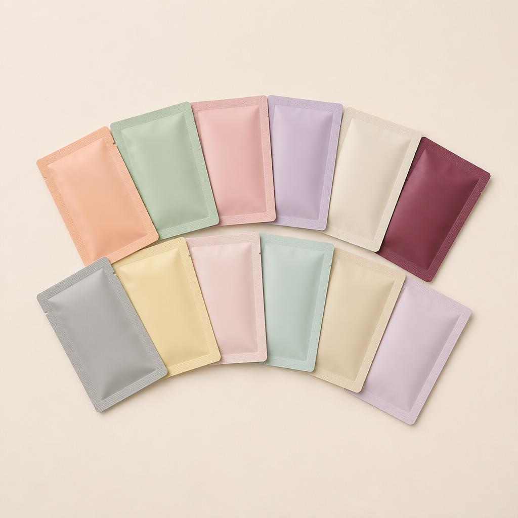 A fan of pastel scent discovery sample sachets